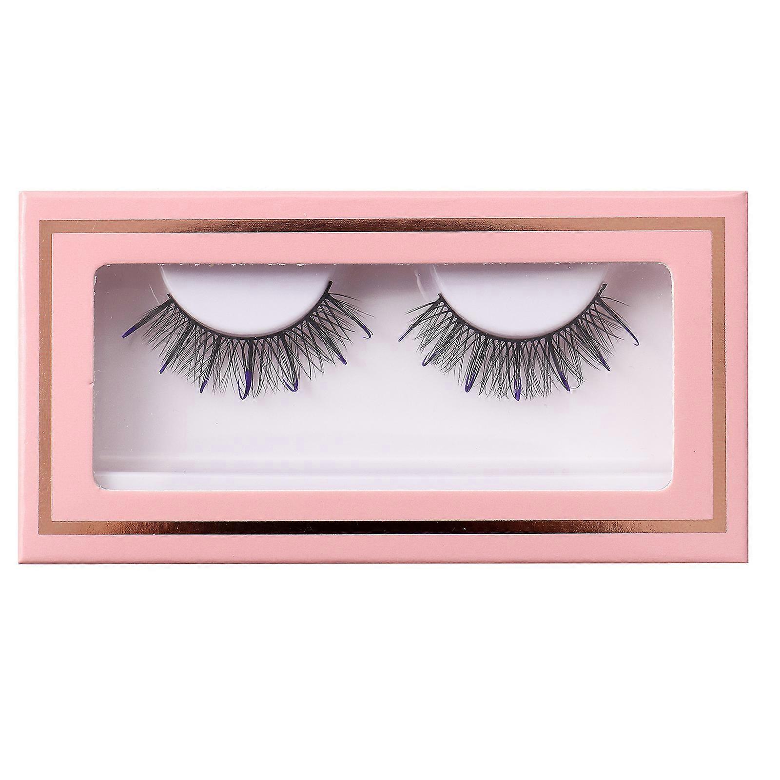 False Eyelashes Colored Lashes Wispy Russian Strip Lashes with Color D Curl Volume Curly Christmas Colored Eyelashes