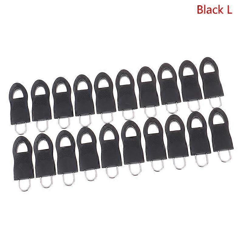 20Pcs Metal Zipper Pull Tags Zip Fixer For Clothes Black Zipper Puller Slider
