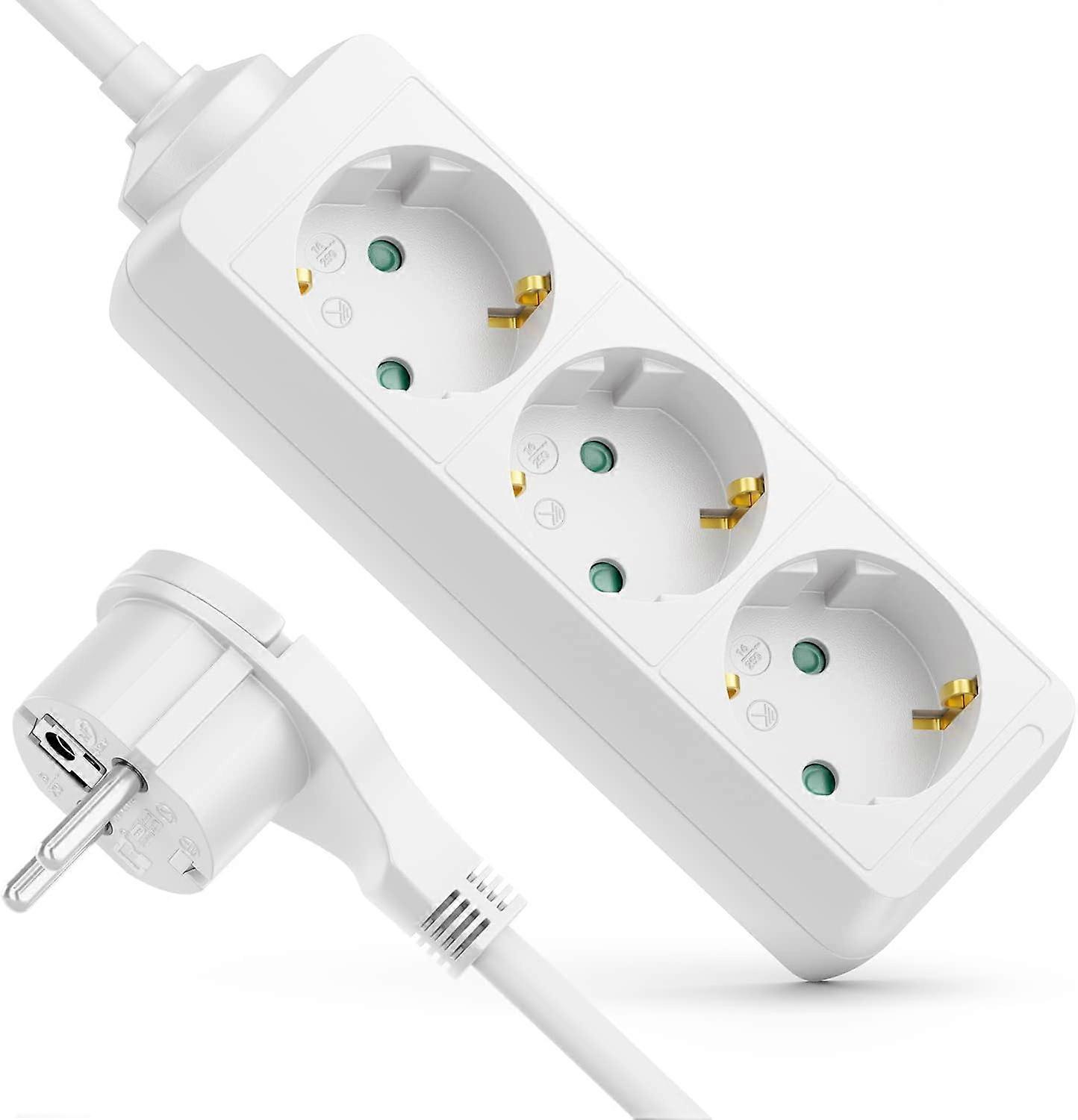 3-way power strip, 3m in white, child safety