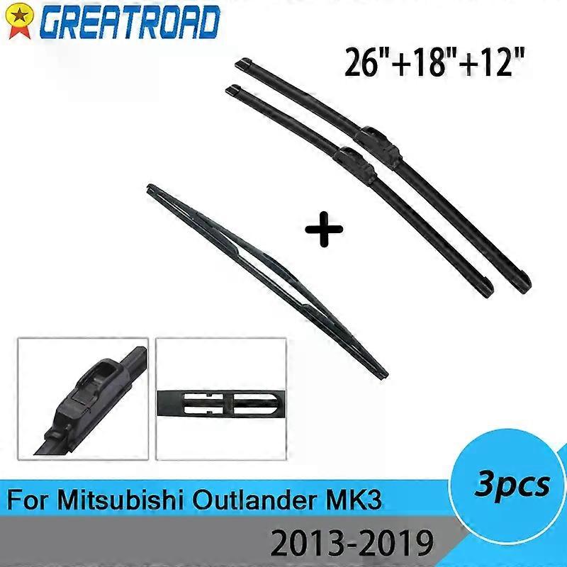 مجموعة شفرات ممسحة أمامية وخلفية لميتسوبيشي أوتلاندر MK3 2013 - 2016 2017 2019 ممسحة الزجاج الأمامي 26 "+ 18" + 12"