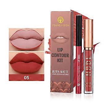 Læbeblyant Professionel Læbestift Pen Kontur Farve Kit Vandtæt Dame Charmerende-Farvetone Lip Liner Kosmetik Langtidsholdbar 2x