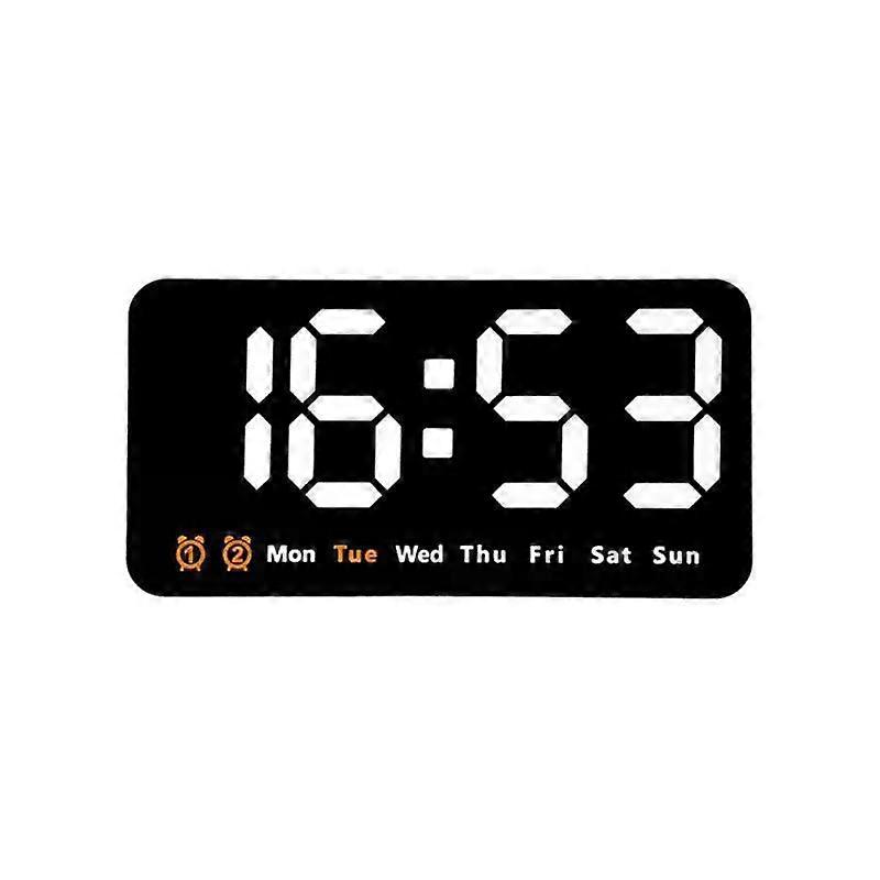 Voice Control Large Digital Wall Clock Temperature Date Week DST Snooze Table Clock 12/24H Dual Alarm Wall-mounted LED Clock