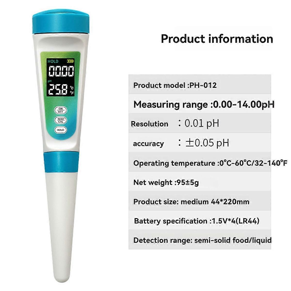 PH Food PH Meter Detector PH-012 PH Meter Backlight 0.00-14.00ph