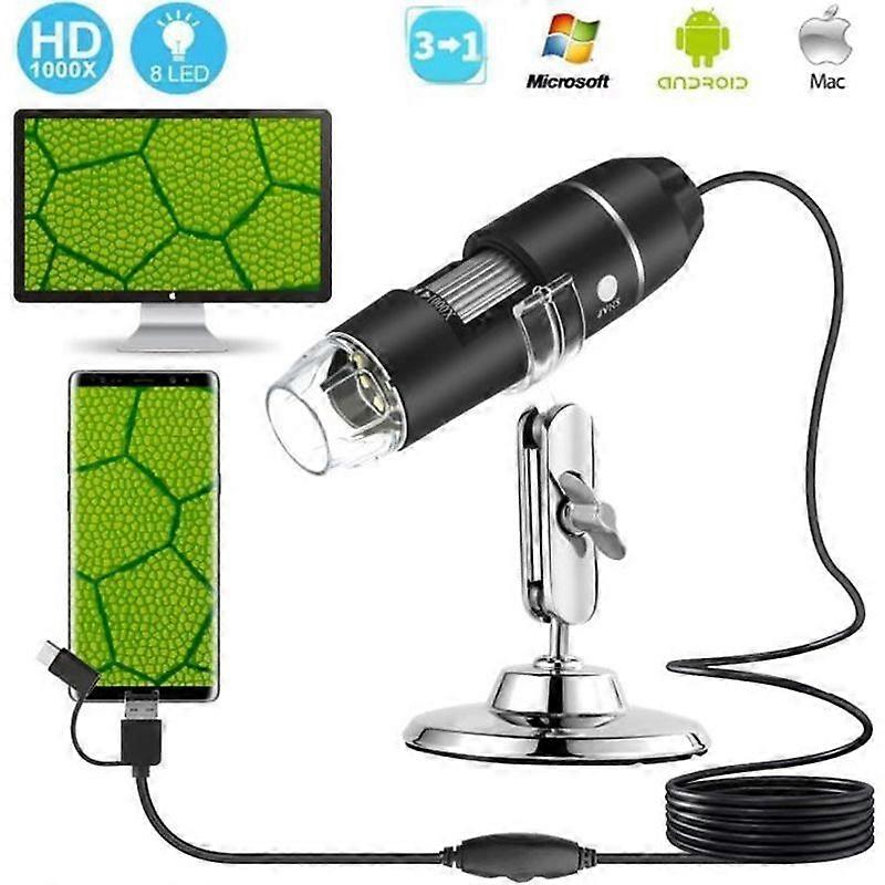50-1000X Zoom USB Digital Microscope 8LED Endoscope Handheld USB Digital Microscope X1000 8 LED Microscope Camera 3 in 1