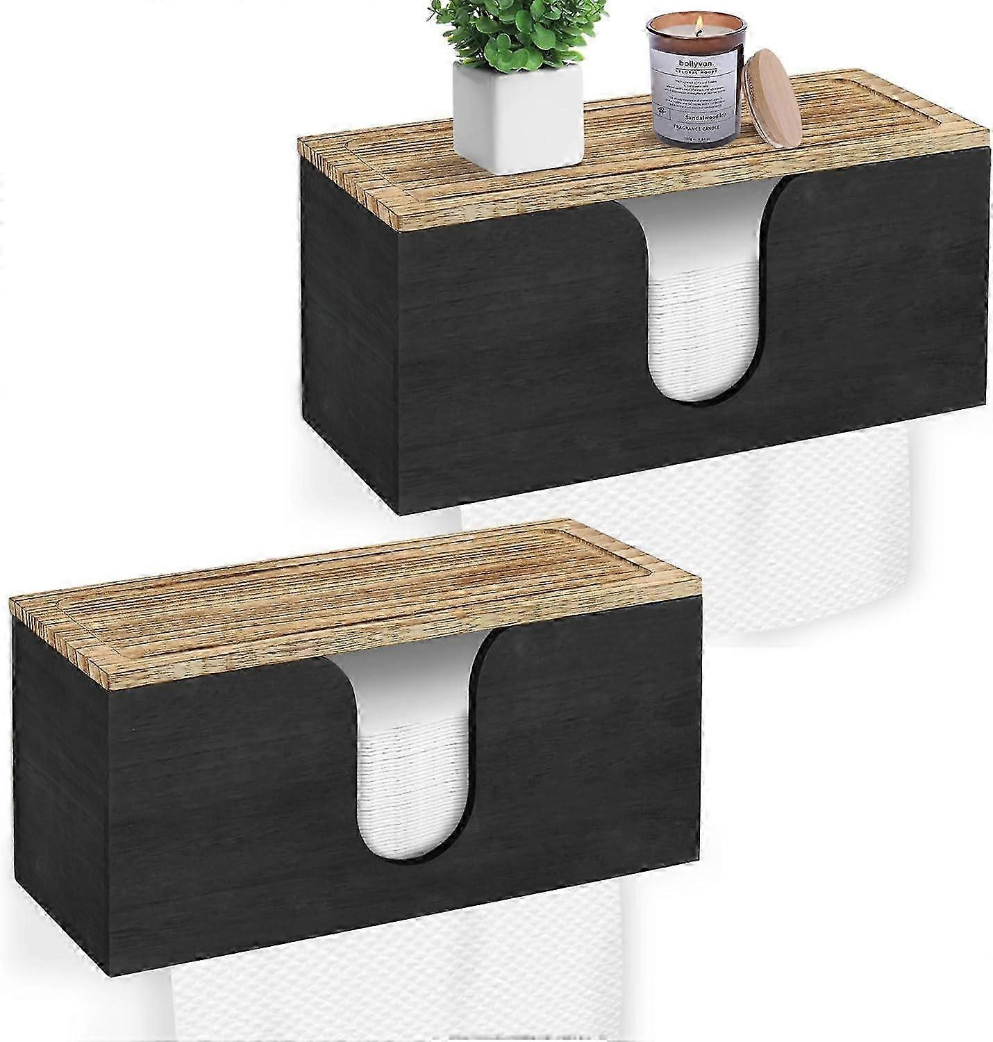 2 Pack Wall Mounted Wood Paper Towel Dispenser