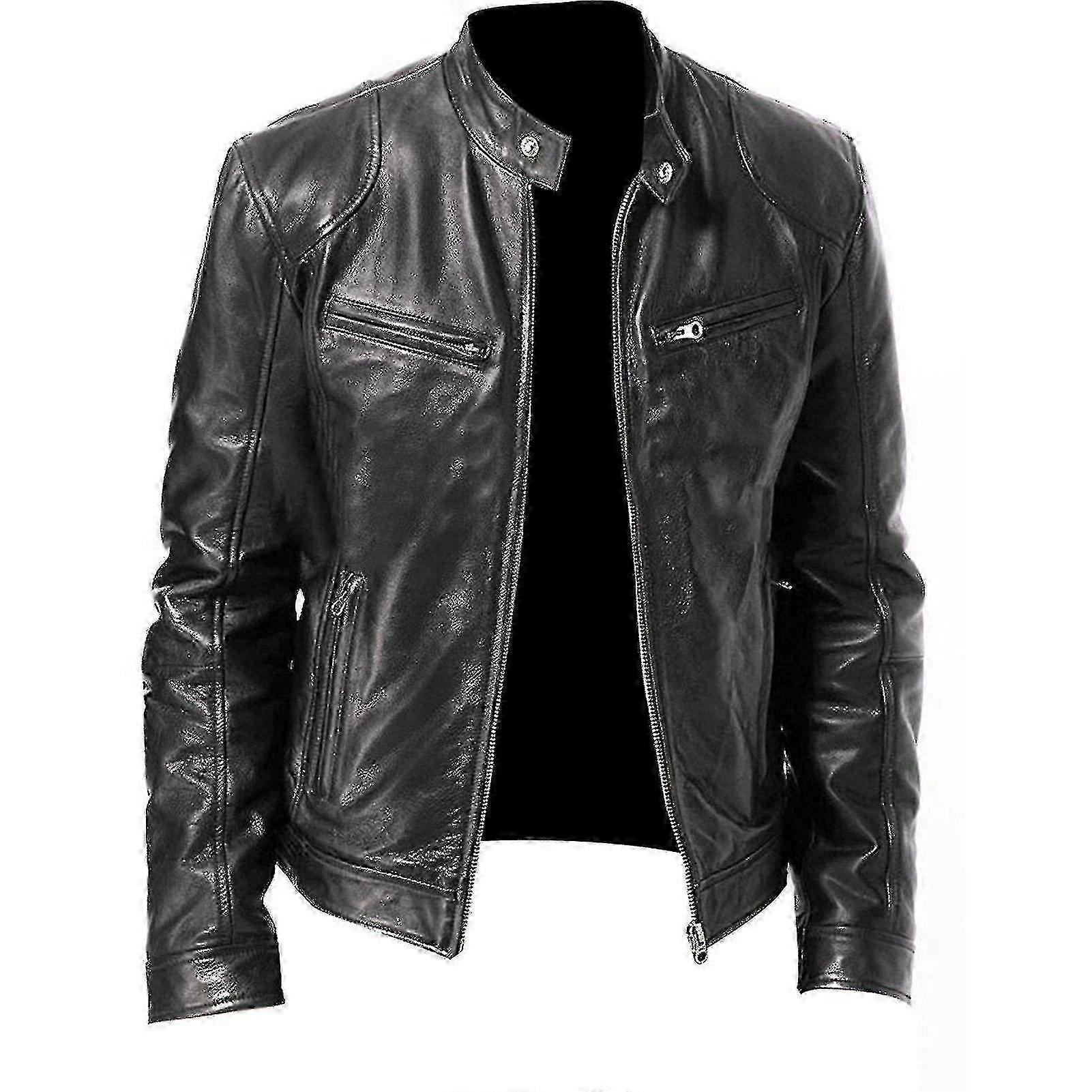 Casual Men's Leather Jacket for Work & Outdoor Activities