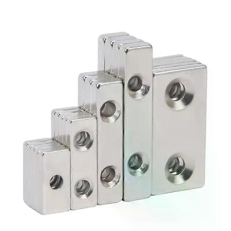 1-10pc Strong Block Neodymium Magnets with Countersunk Hole N35 NdFeB Powerful Permanent Magnetic Square Rectangle Fridge Magnet