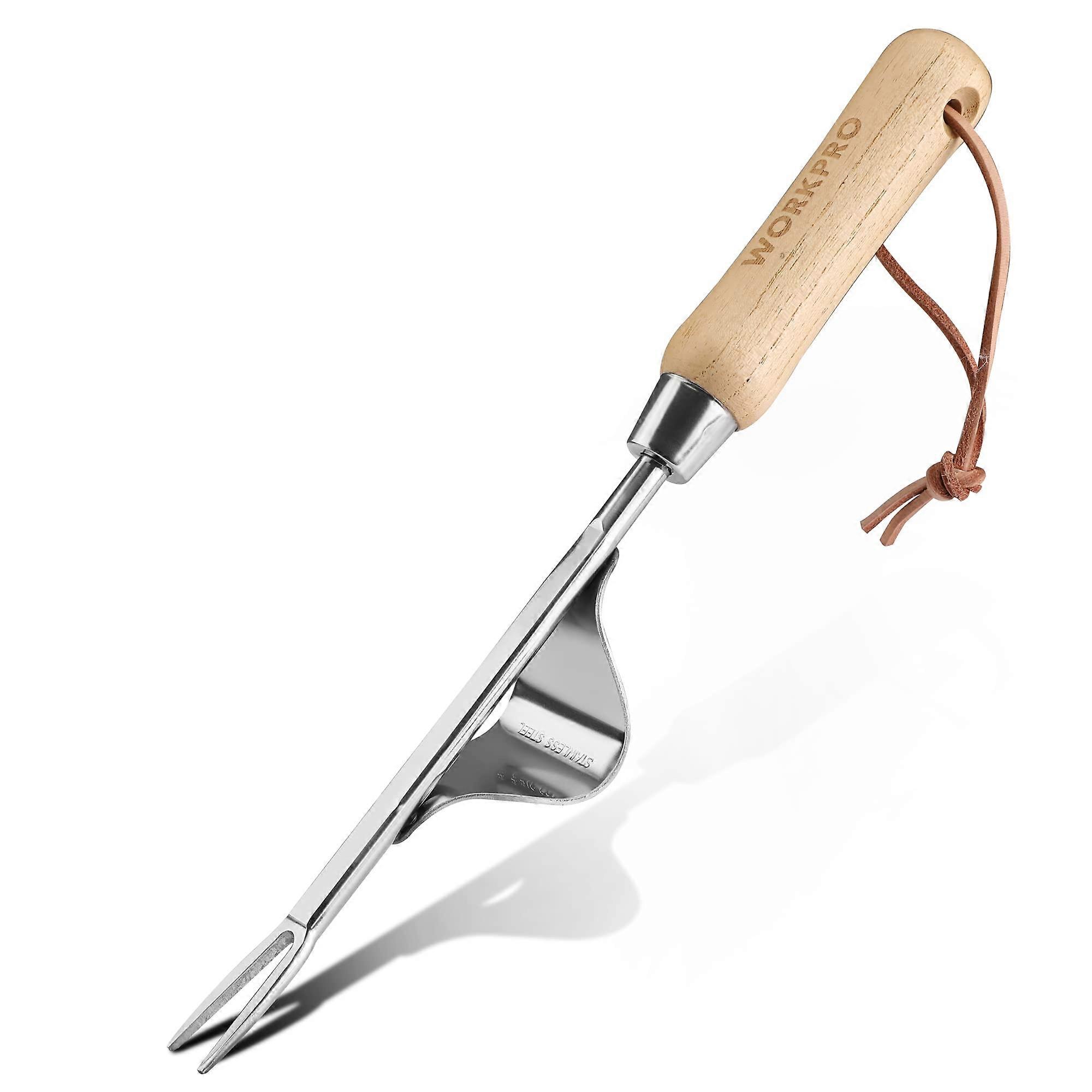 Weed Puller Tool, Metal Leverage Base and V-Shaped Forks for Easy Removal Weed