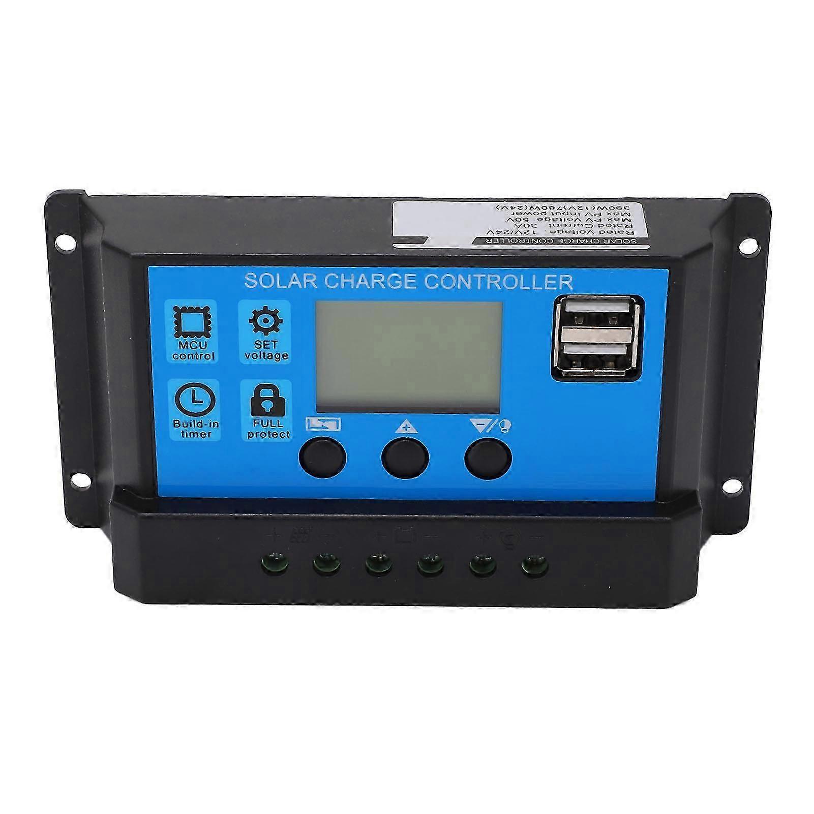 PWM Solar Panel Controller LCD Display Smart Charge Discharge Controller for LCD Street Light 12V 24V 30A