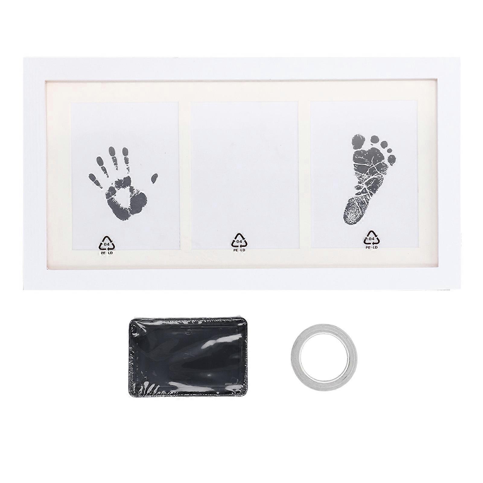 Newborn Imprint Ornament Double Sides Adhesive Tape White Picture Frame Handprint Footprint Keepsake Kit