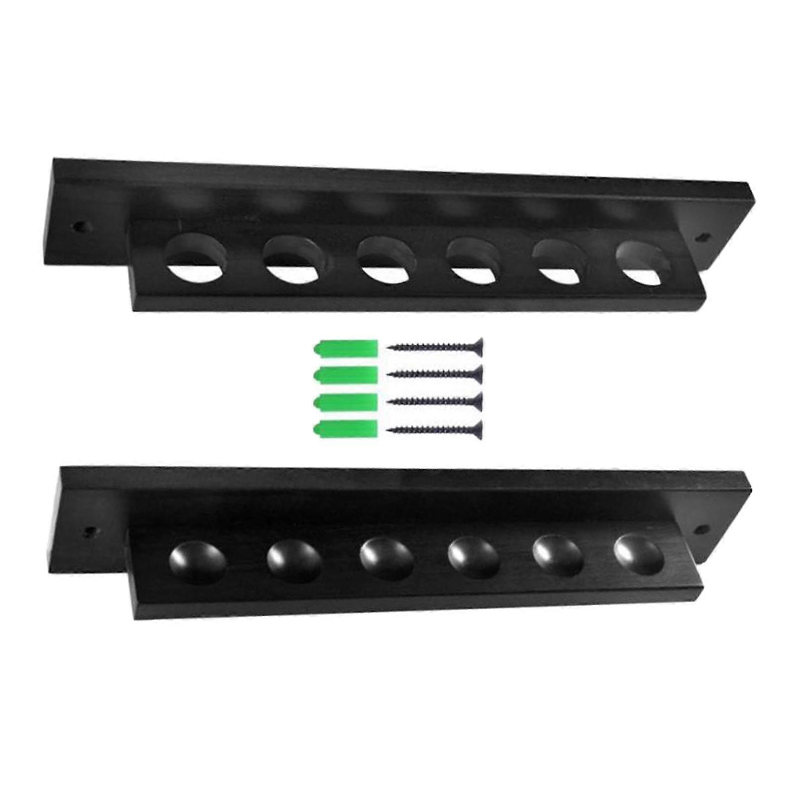 6 Pool Billard Queue Rack Wandmontierte Aufbewahrung Holz Pool Balls Stick Halter
