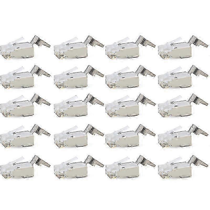 20 Pcs Cat6/6A RJ45 Pass Through Modular Plugs, Shielded (STP) External Ground Connector,EZ Crimp