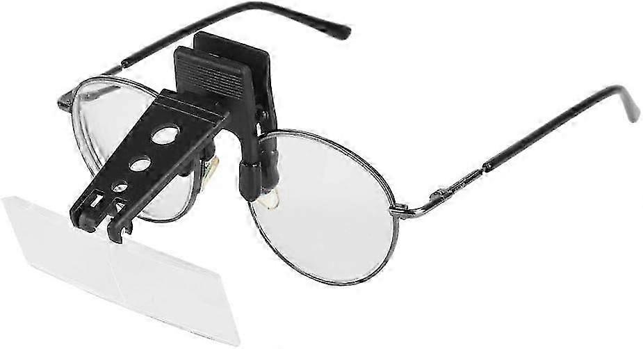 Clip-on Magnifier for Glasses, 1.5 x 2.5 x 3.5 x Magnification Plastic Case Attachment Glasses Type Magnifying Glass Clip Magnifying Glasses for Glass