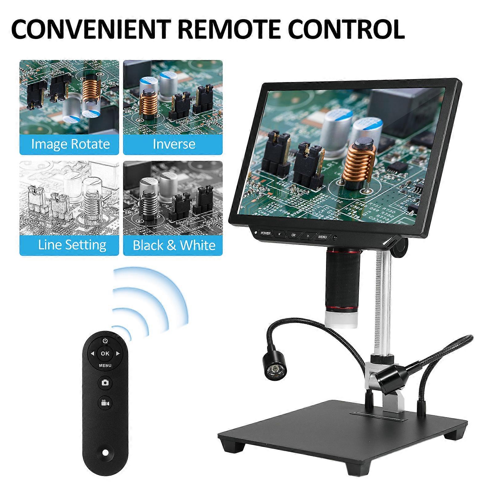 10.1 inch Video Microscope Large Anti-glare IPS Screen Coin Microscope with 13MP Camera 1X-8X 4K HD