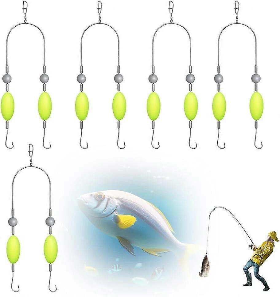 5PCS Fishing Double Hook, Double Reverse Hook Set, Reverse Bottom Line Free Floating