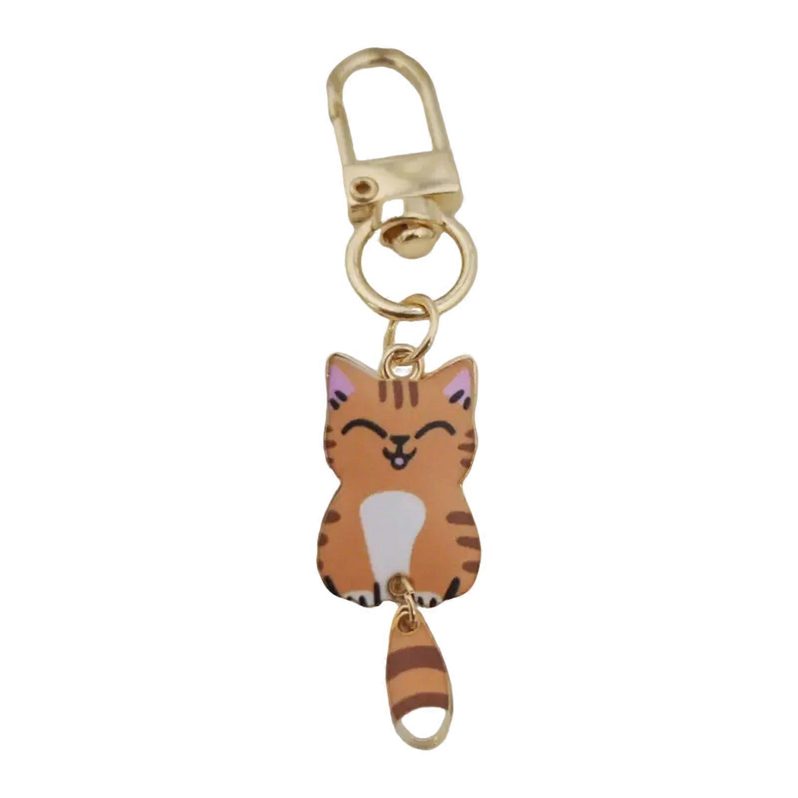 Sturdy Alloy Backpack Charm With Vibrant Cat Print Portable Key Holder Fashion Keyring Accessory For Pet Enthusiasts