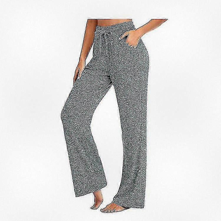 Women's Loose Fit Straight Leg Yoga Pants with Drawstring Waist in Green