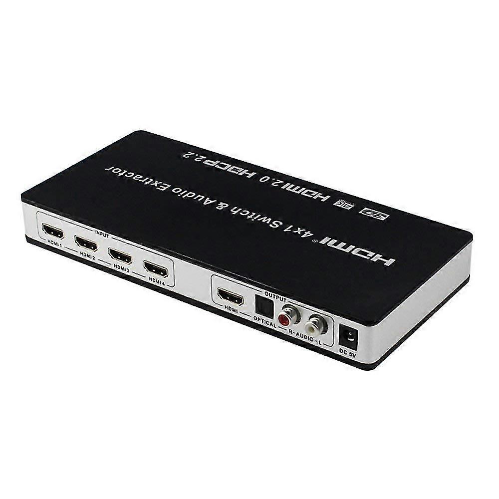 4x1 UHD 4K 3D HDMI 2.0 ARC Toslink + RCA HDMIスイッチとオーディオディバイダー