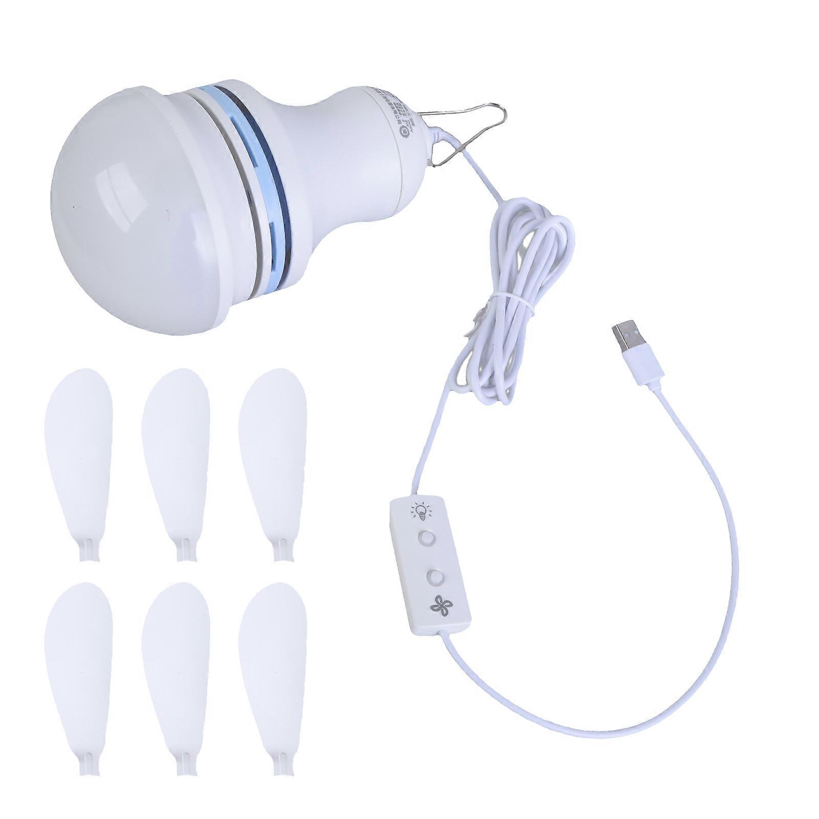USB-Deckenventilator mit Verlängerungskabel Tragbar 6 Blätter Leiser kleiner USB-Deckenventilator Hängender Ventilator mit LED-Lichtschaltern