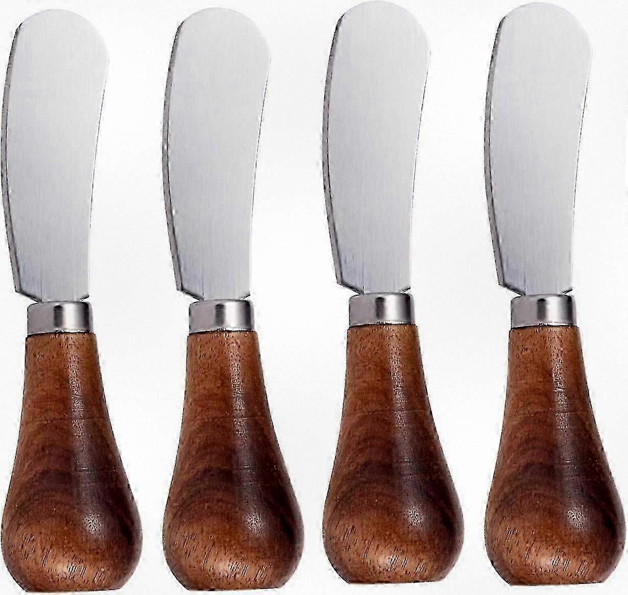 4 Pcs Mini Butter Knife Standing Cheese Spreaders with Wooden Handle Suitable for Various Brands