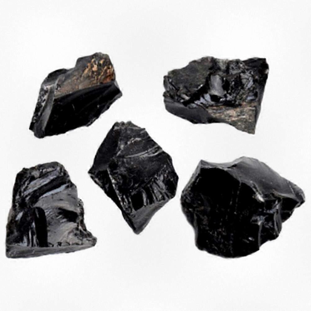 5 Pieces of Natural Obsidian Decorations Irregular Small Obsidian Stones for Home or Office Decor