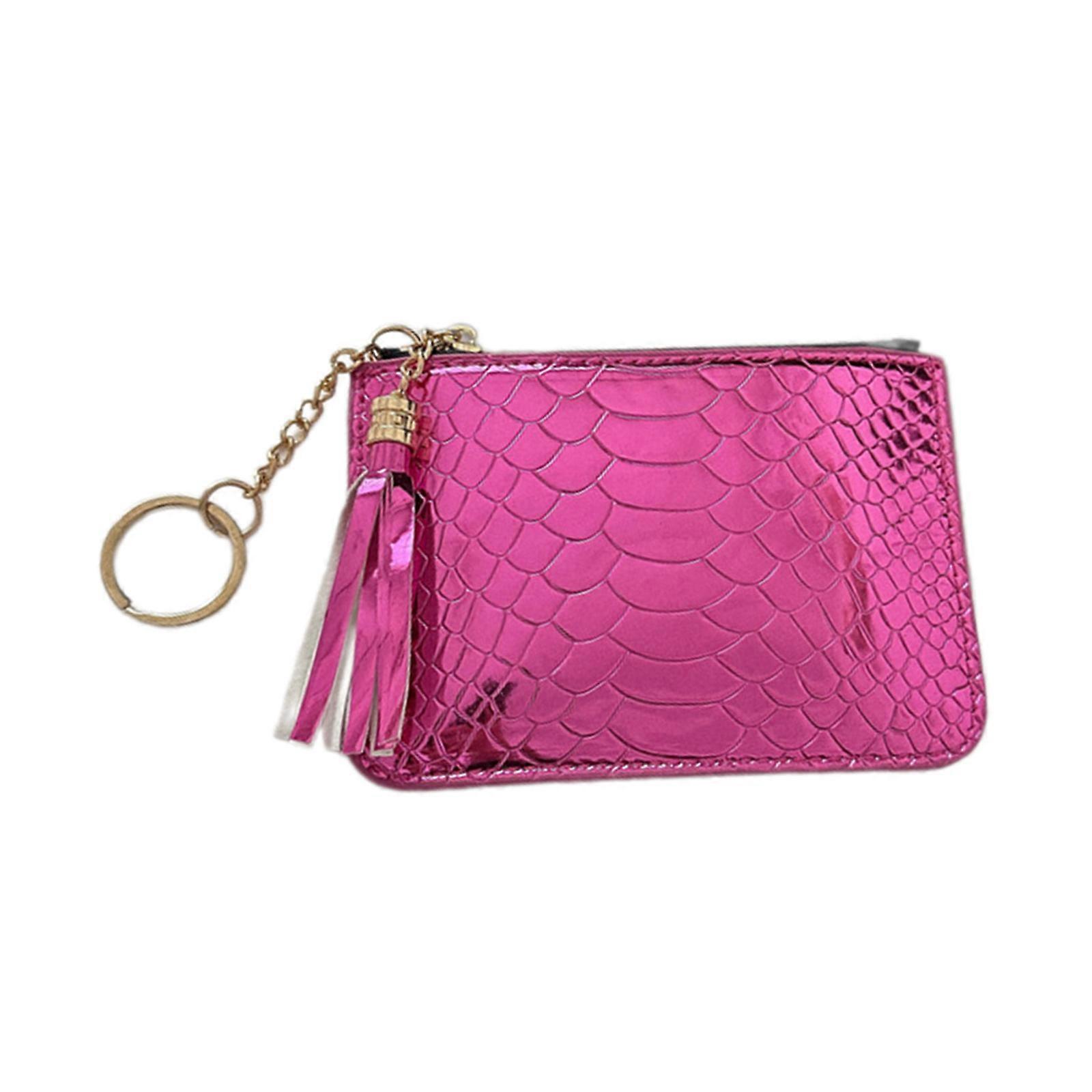 שינוי פאוץ' כרטיס ארנק כרטיס מקרה מחזיק צבע אחיד קצר ארנק ארנק מחזיק בנק כרטיס אשראי ארגונית עם גדילים ורד ורוד