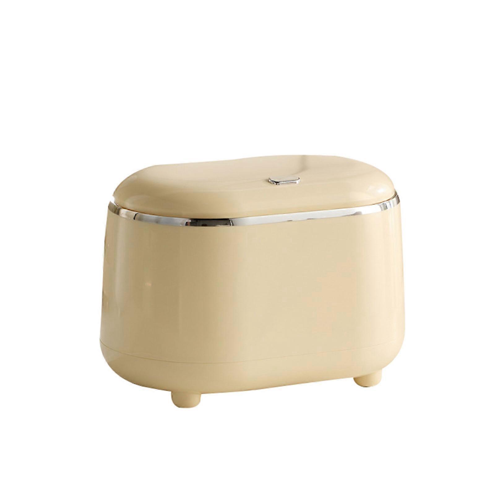 Pressing Small Storage Bucket Desktop Mini Trash Can BarrelBasket for Office Kitchen Garbage Bin Waste Container Custard