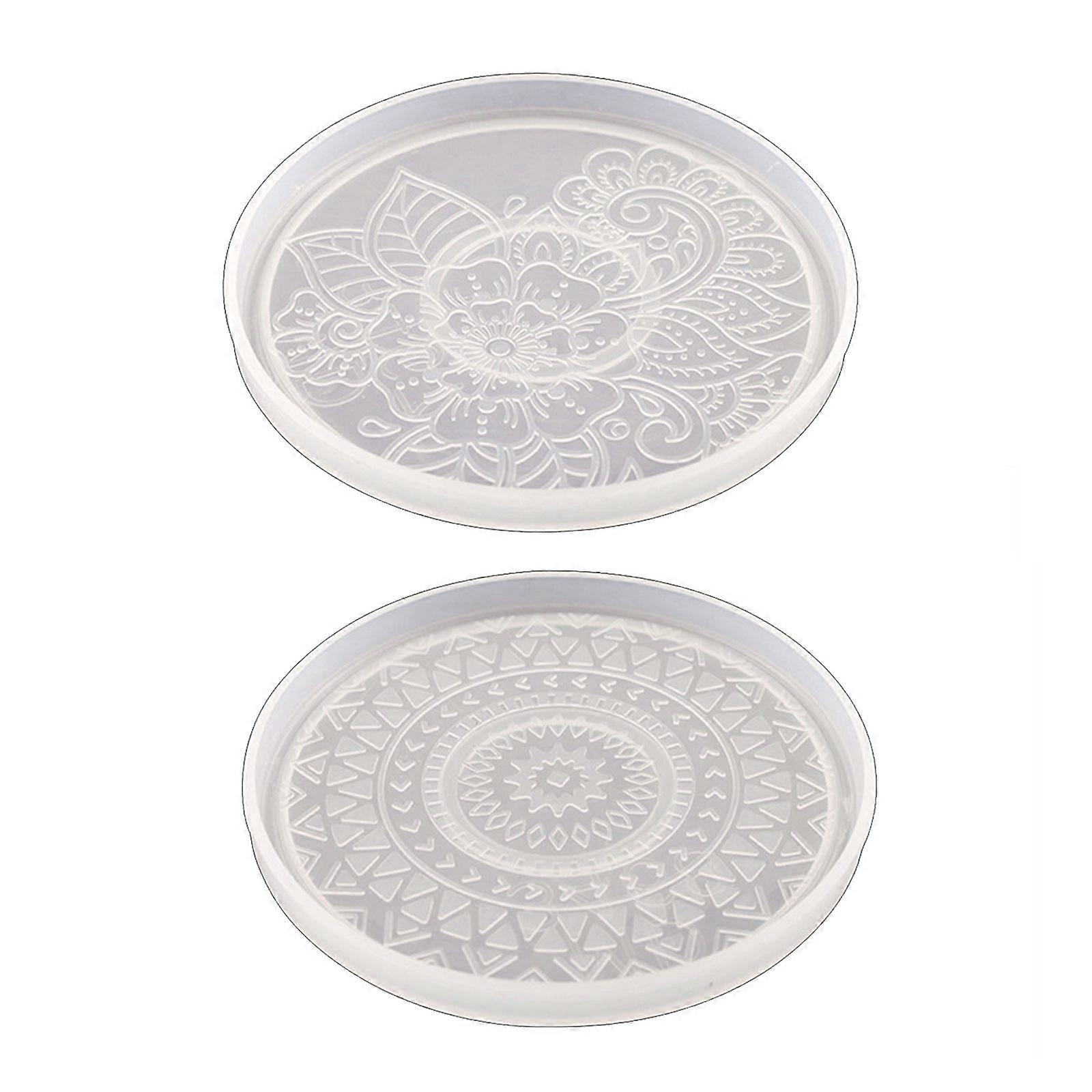 Patterned Round Coaster Epoxy Resin Mold Handmade Cup Mat Mug Pad Silicone Mold