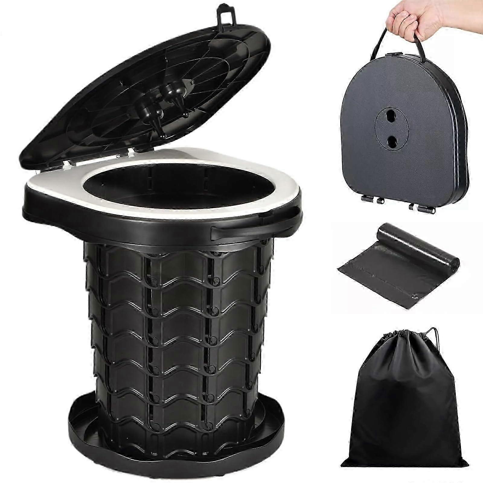 Portable Adjustable Height Folding Toilet for Camping & Emergencies