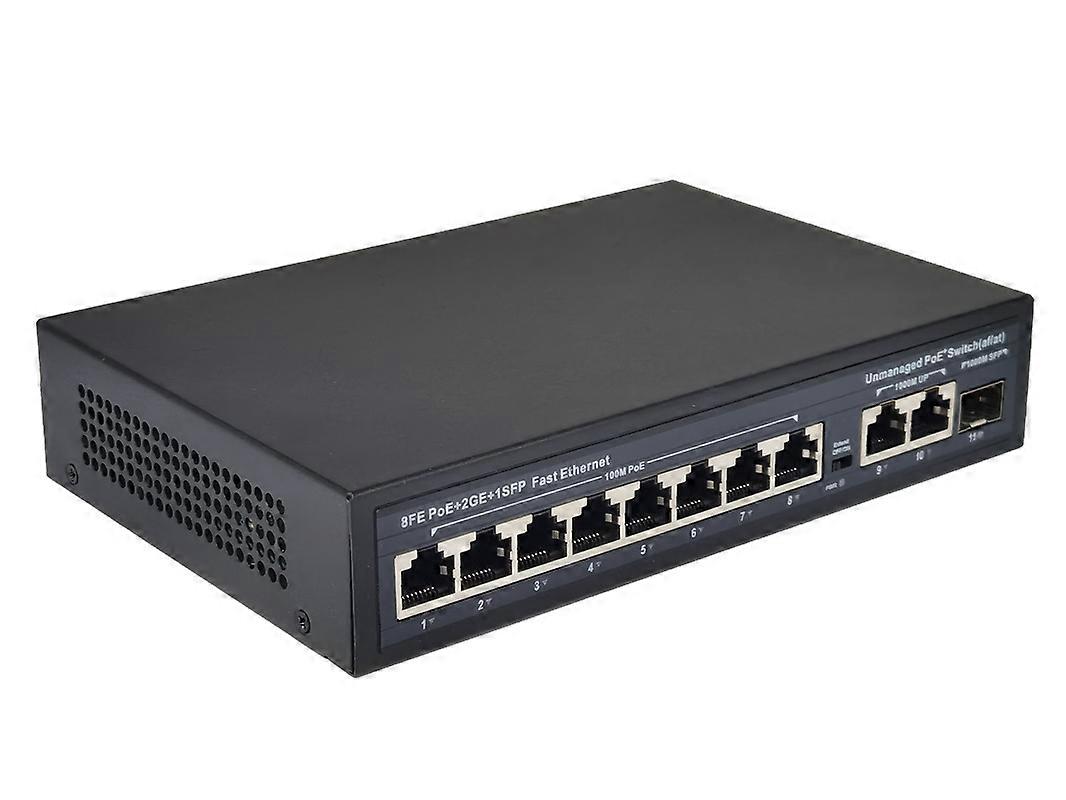 8-Port 100Mbps+2-Port Gigabit+1-Port Gigabit SFP POE-Switch mit Netzkabel