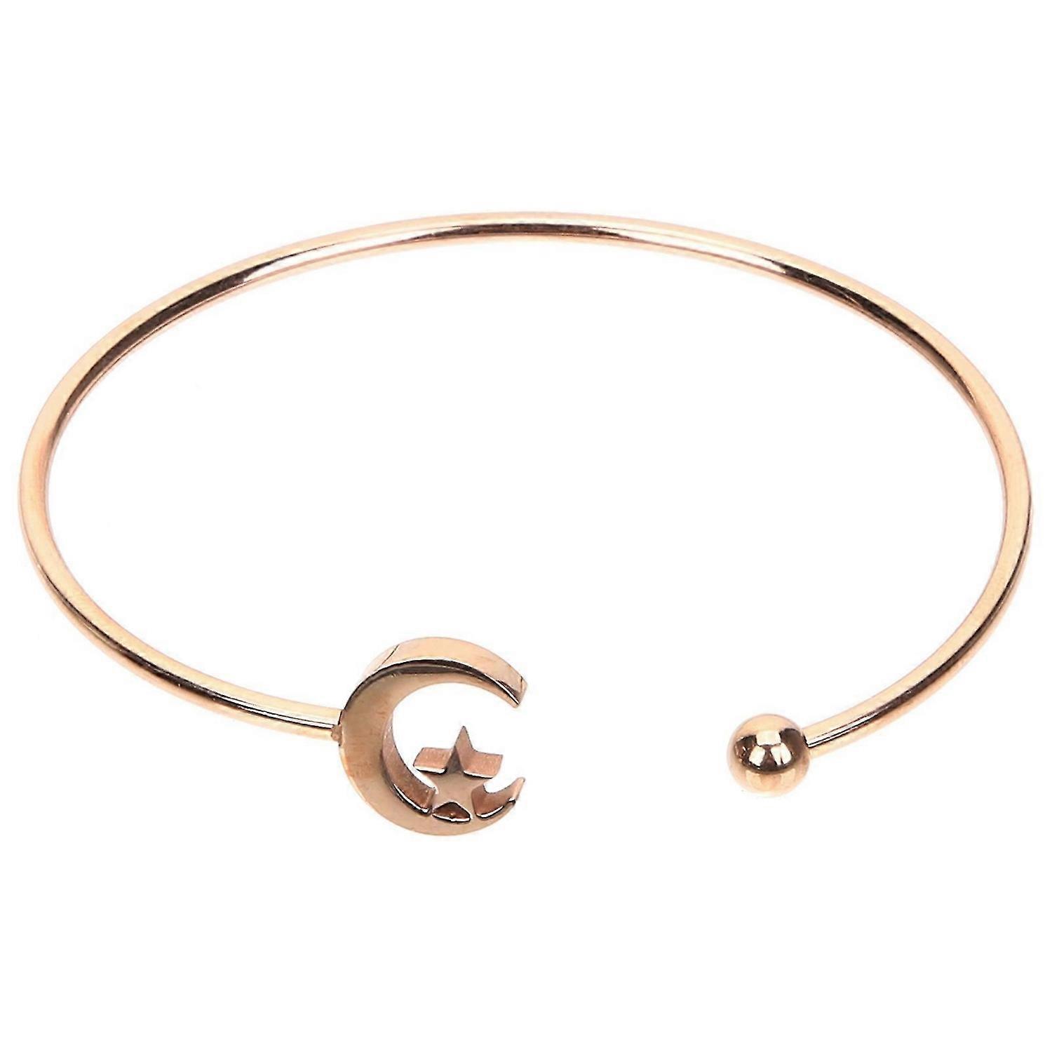 Stylish Star Moon Bangle Steel Opening Bracelet Simple Adjustable Bang