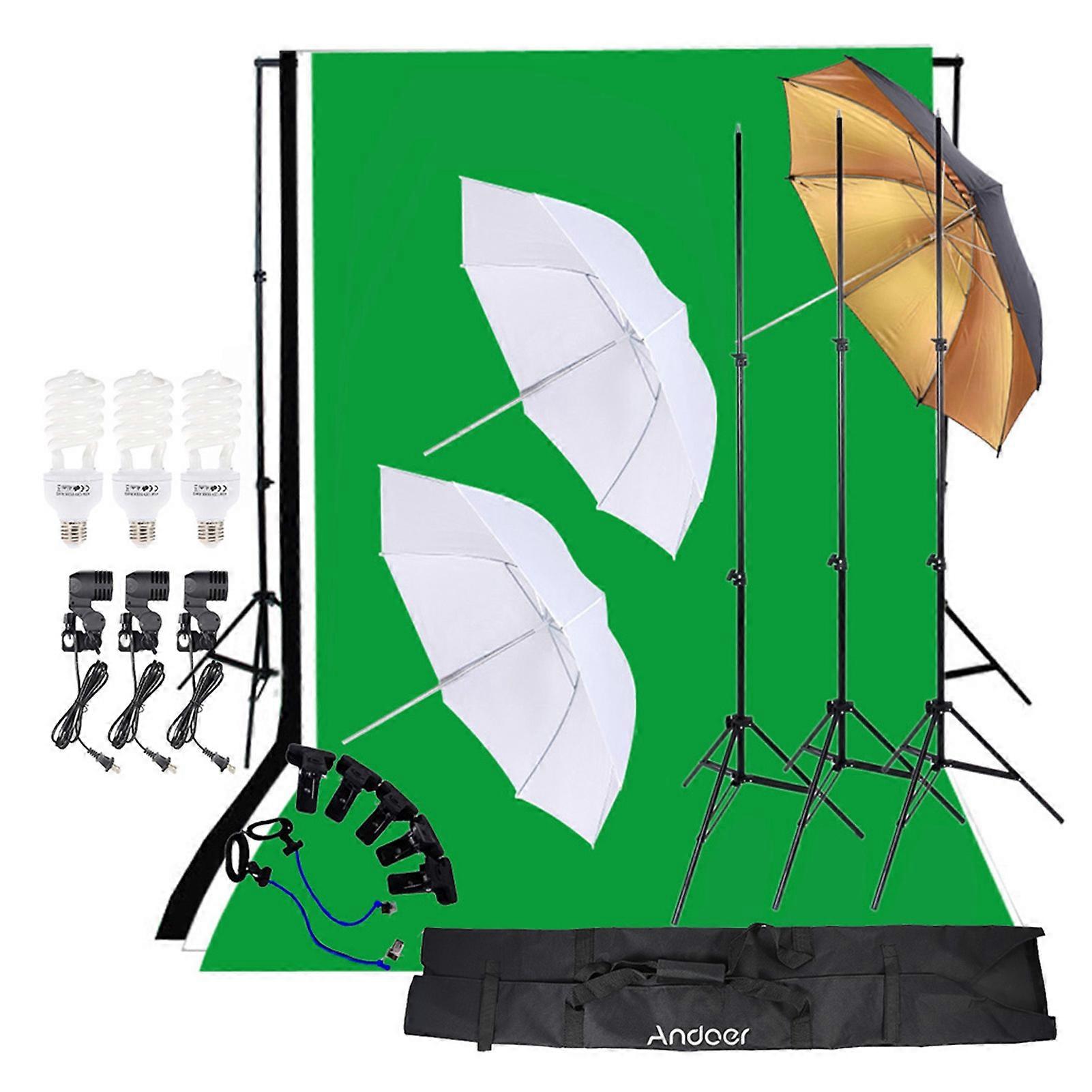 Professional Photo Studio Kit 45W Bulb 2m Stand 3 Backdrops