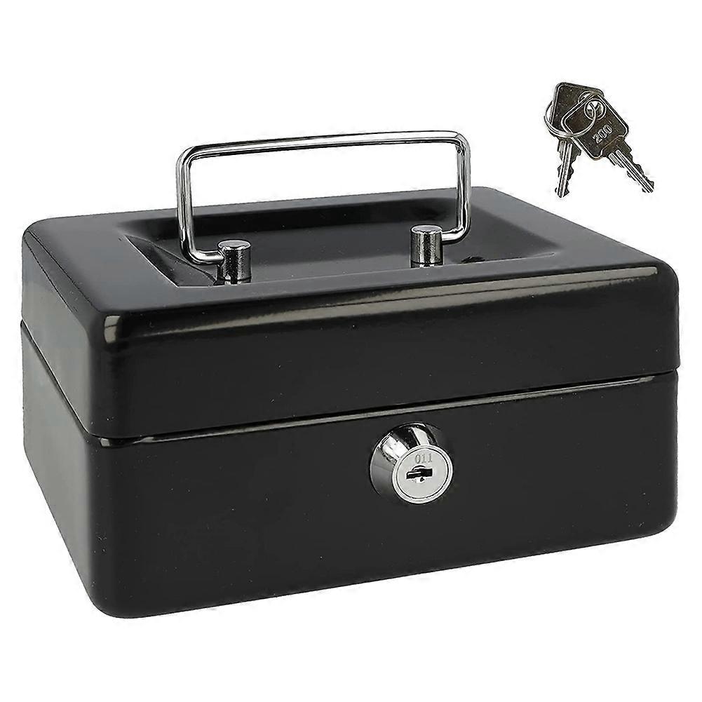 Locking Metal Cash Box with Removable Coin Tray &Key Lock 150X120X8mm