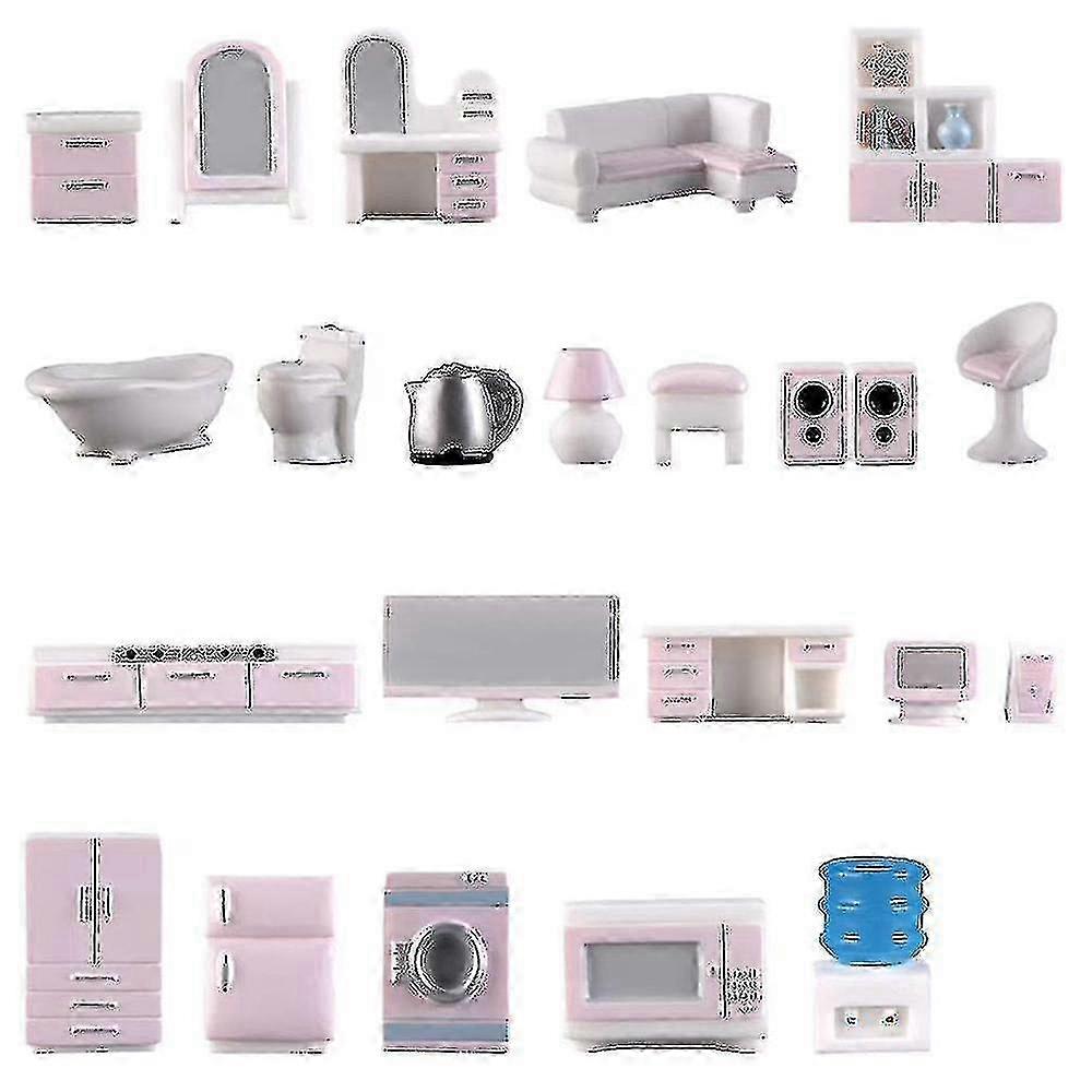 23-częściowy miniaturowy zestaw mebli do domku dla lalek do wystroju pokoju dziecięcego i akcesoriów do kreatywnej zabawy