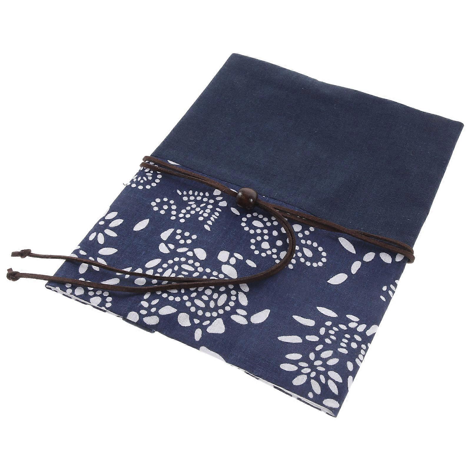 Adjustable Reusable Cloth Book Cover Protector with Blue Patchwork Design – Decorative Tear Resistant Sleeve for Hardcover and Books, Ideal for