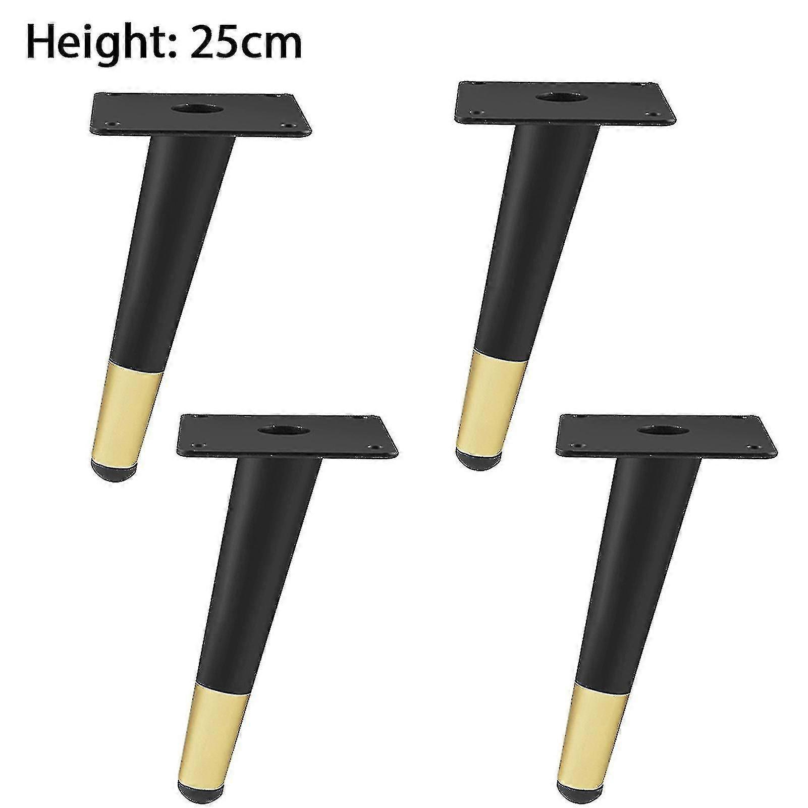 4pcs Black Gold Tapered Iron Table Legs - 25cm