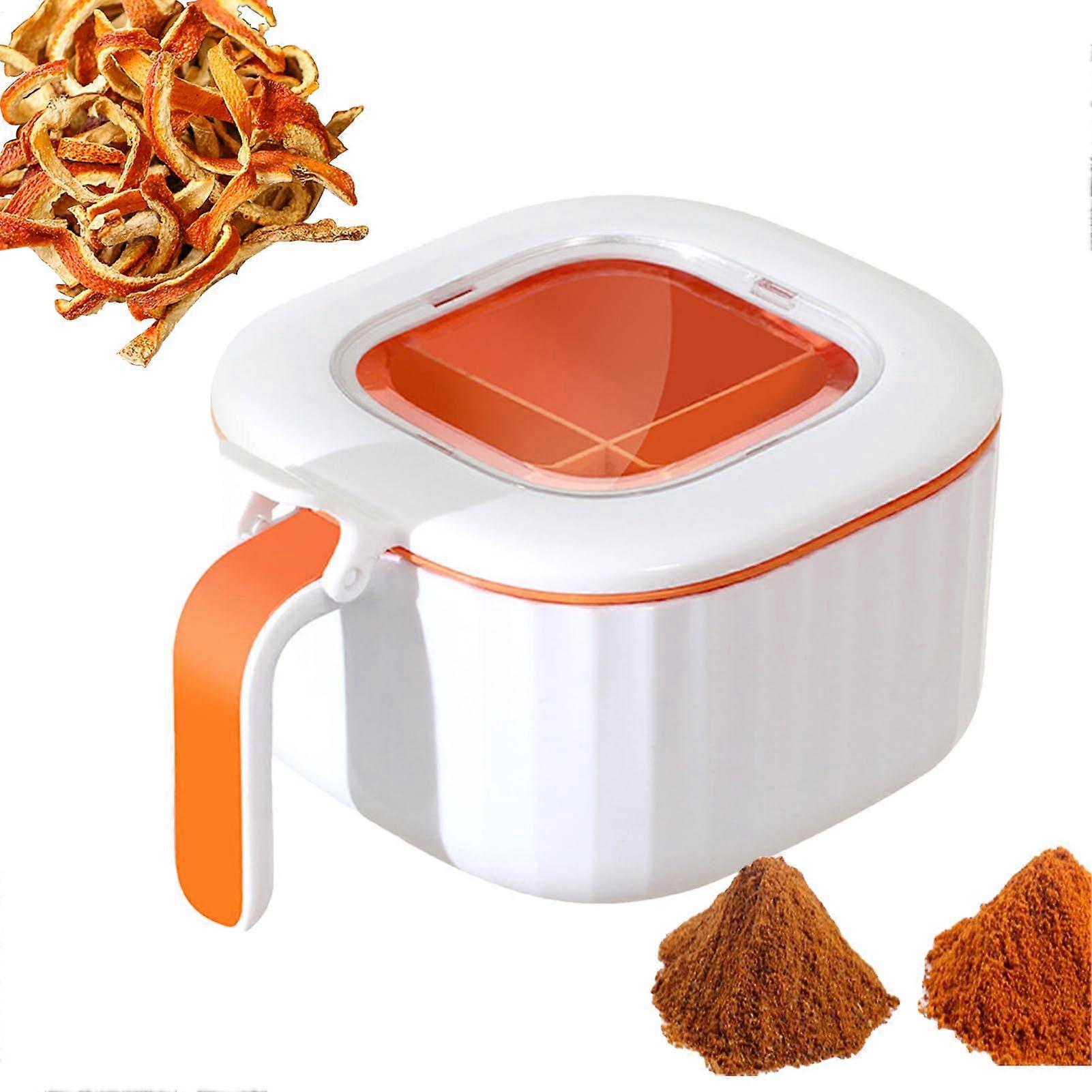 Gewürzbedienungsschale - White Spice Container Tray, 4 Compartments with Spoons, Multifunctional Kitchen Organizer with Handle