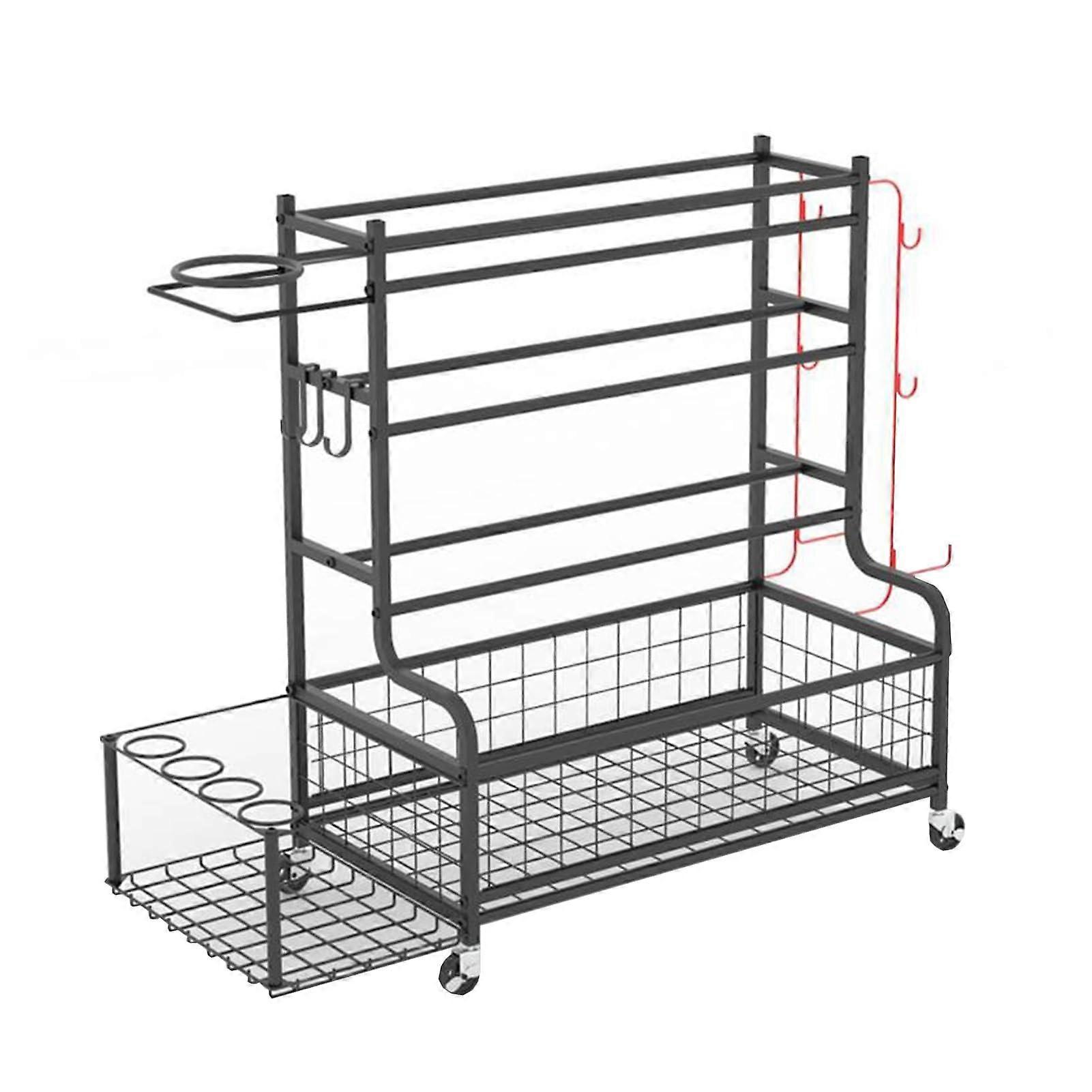 Storage rack for tennis rackets, storage cart for yoga mats, 4layer basket