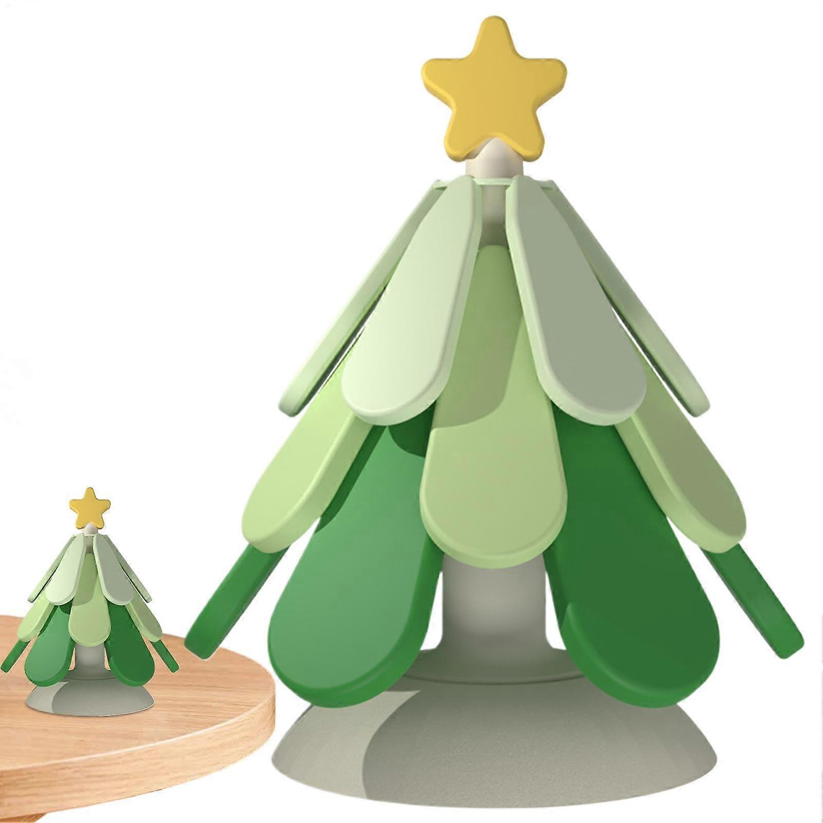 Christmas Tree Silicone Coaster Foldable Mat With Suction Cups Fits Most Cups