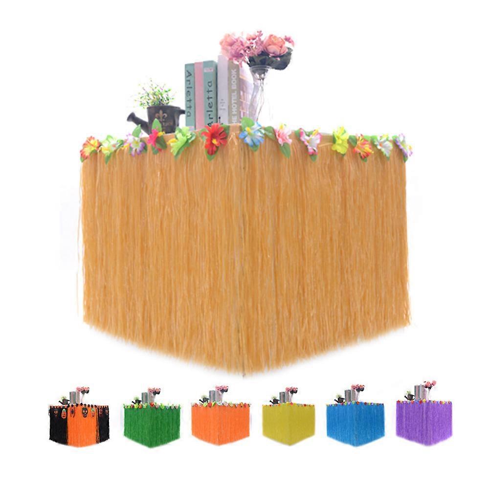 Hawaiian Table Dress Plastic Table Skirt for Hawaiian Gathering 276x75x1CM 1Pack