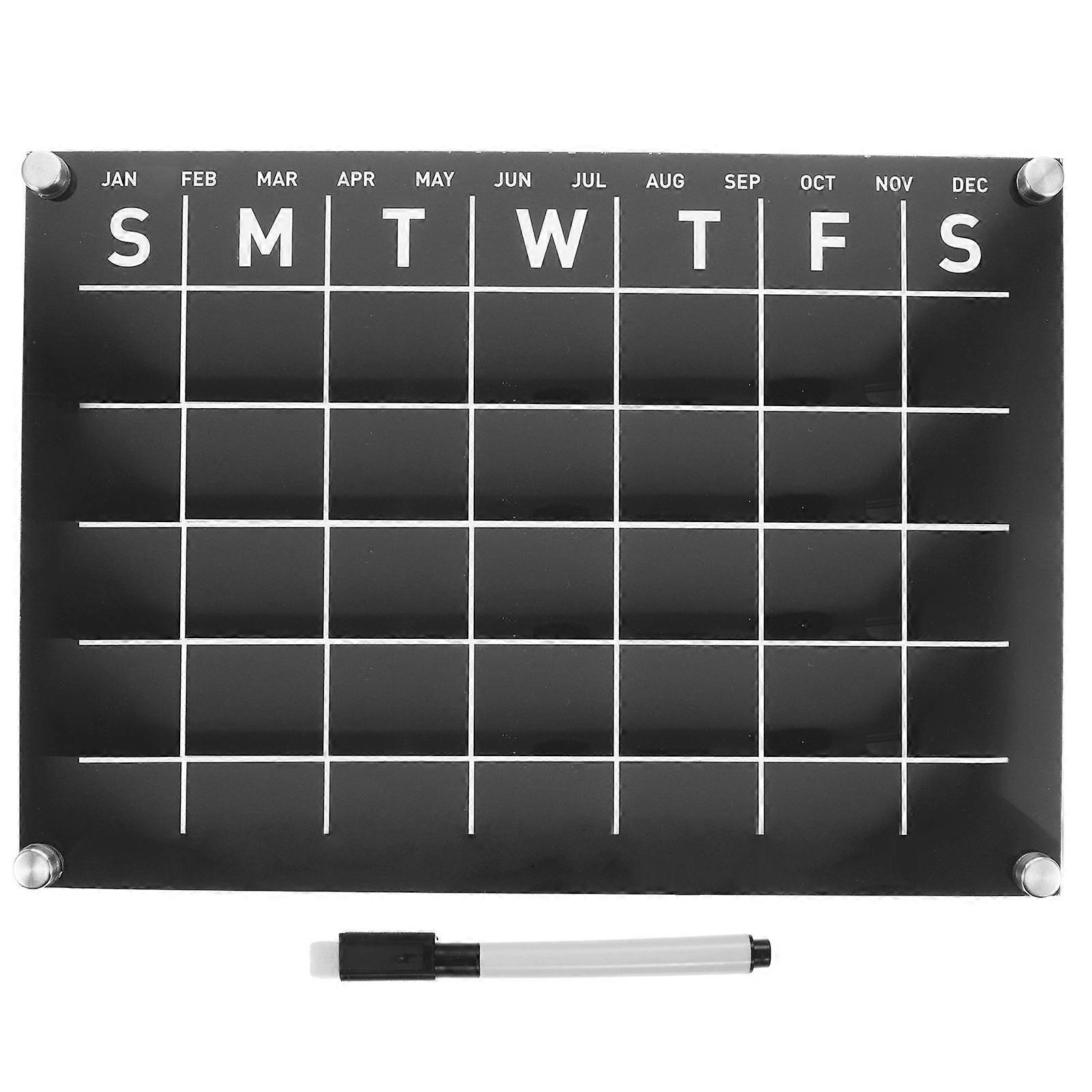 Desktop Memo Note Board Multifunctional Message Center Erasable Writing Drawing 29.7X21CM Black Acrylic 1Pcs
