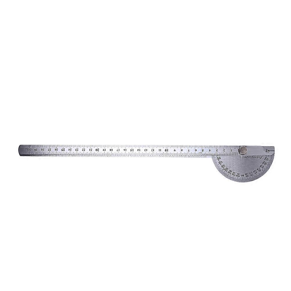 Angle Measurement Tool Protractor Stainless Steel Goniometer Ruler Round Head Swing Arm 30 Cm For Applications 1Pack