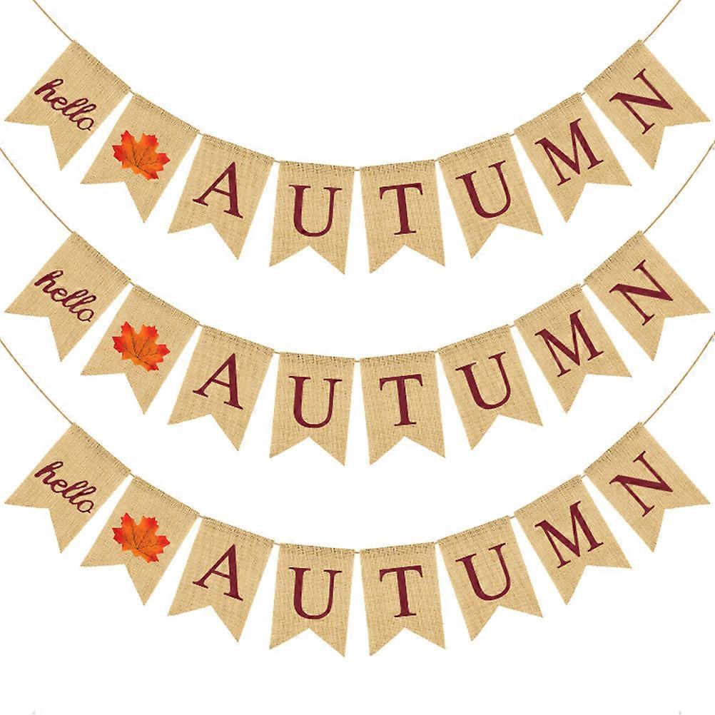 Hello Autumn Garland Fall Bunting Banner Party Decoration Assorted Color 13*18cm Swallowtail Shape 1Pcs