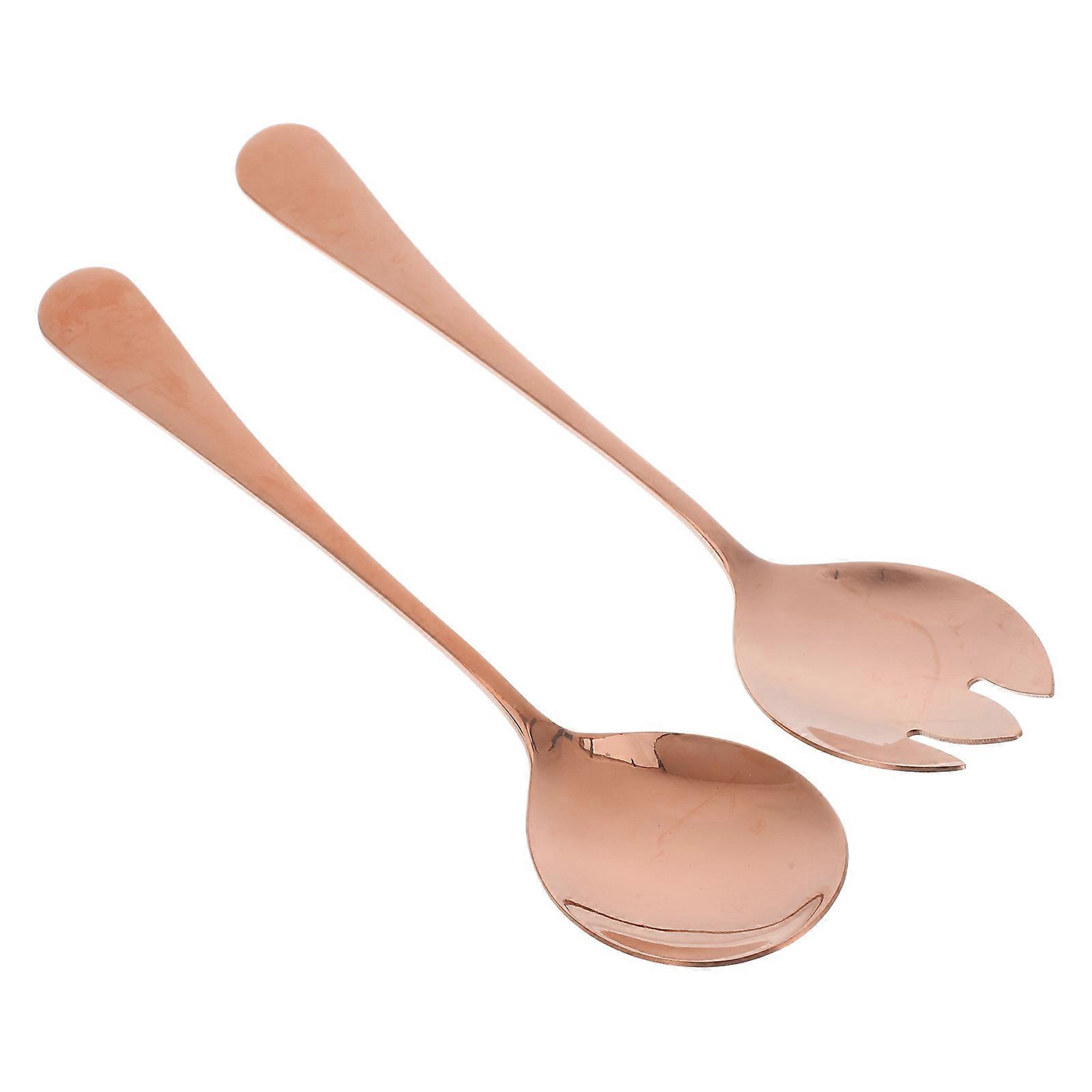 Ergonomic Salad Utensils For Serving Stainless Steel Salad Spoon Fork Set Elegant Finish Various Occasions 1Set