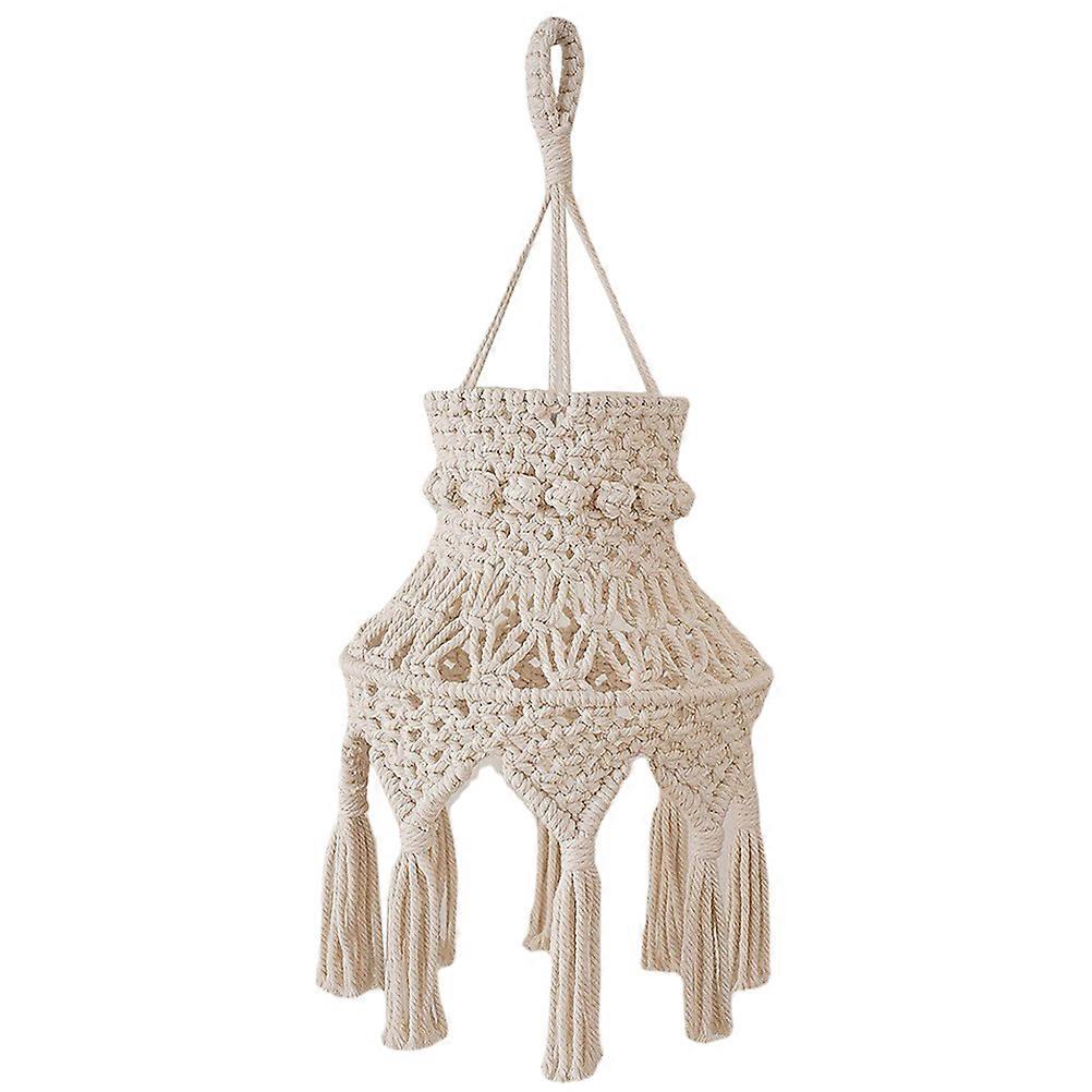 Bohemian Macrame Pendant Lamp Shade Vintage Woven Ceiling Light Cover Nordic Style Hanging Lampshade Elegant Textured Design for Indoor Living and
