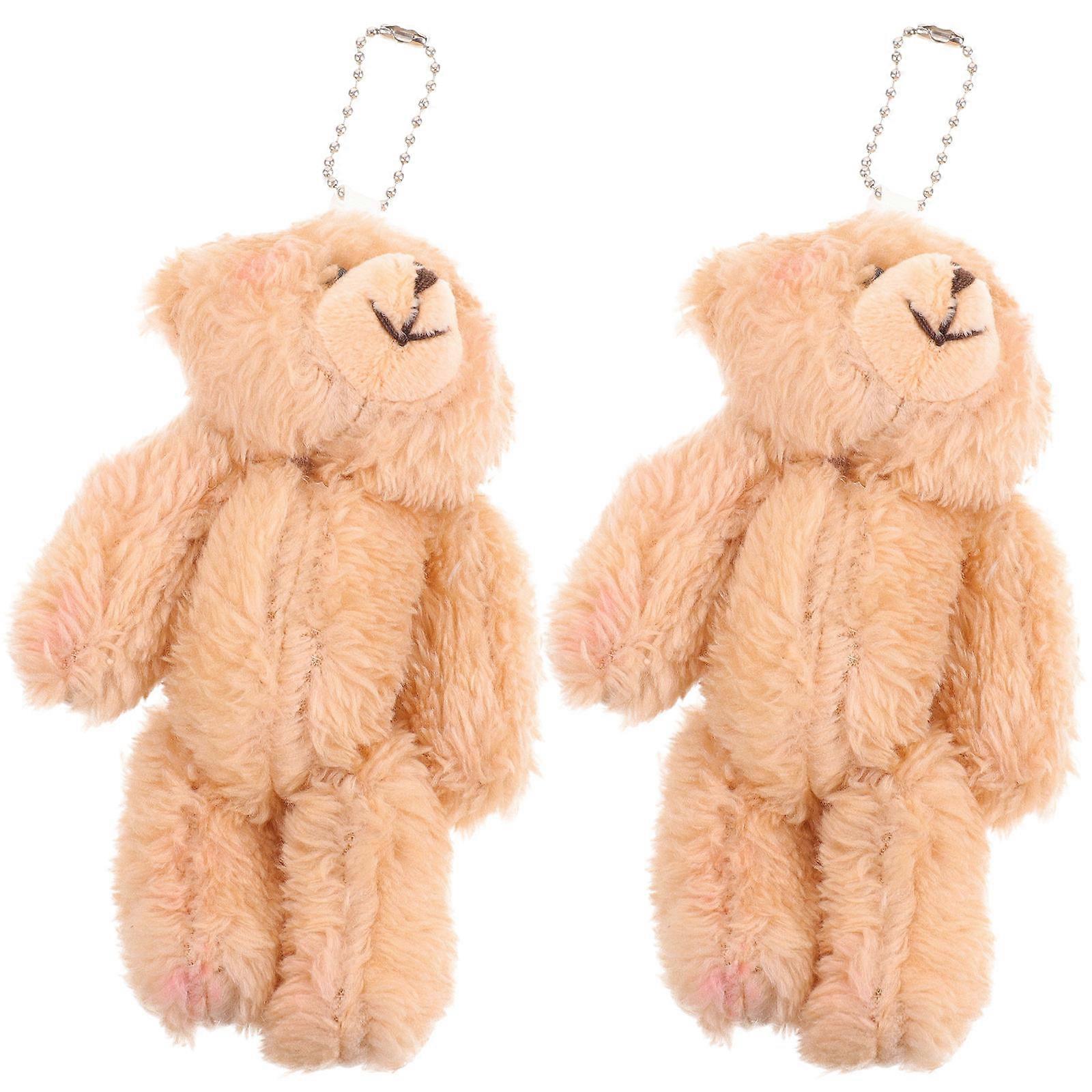 Hanging Key Chain Small Bear Pendant Keychains Bag Pendant Decoration Khaki 13.5X7X3cm Plush 2Pack