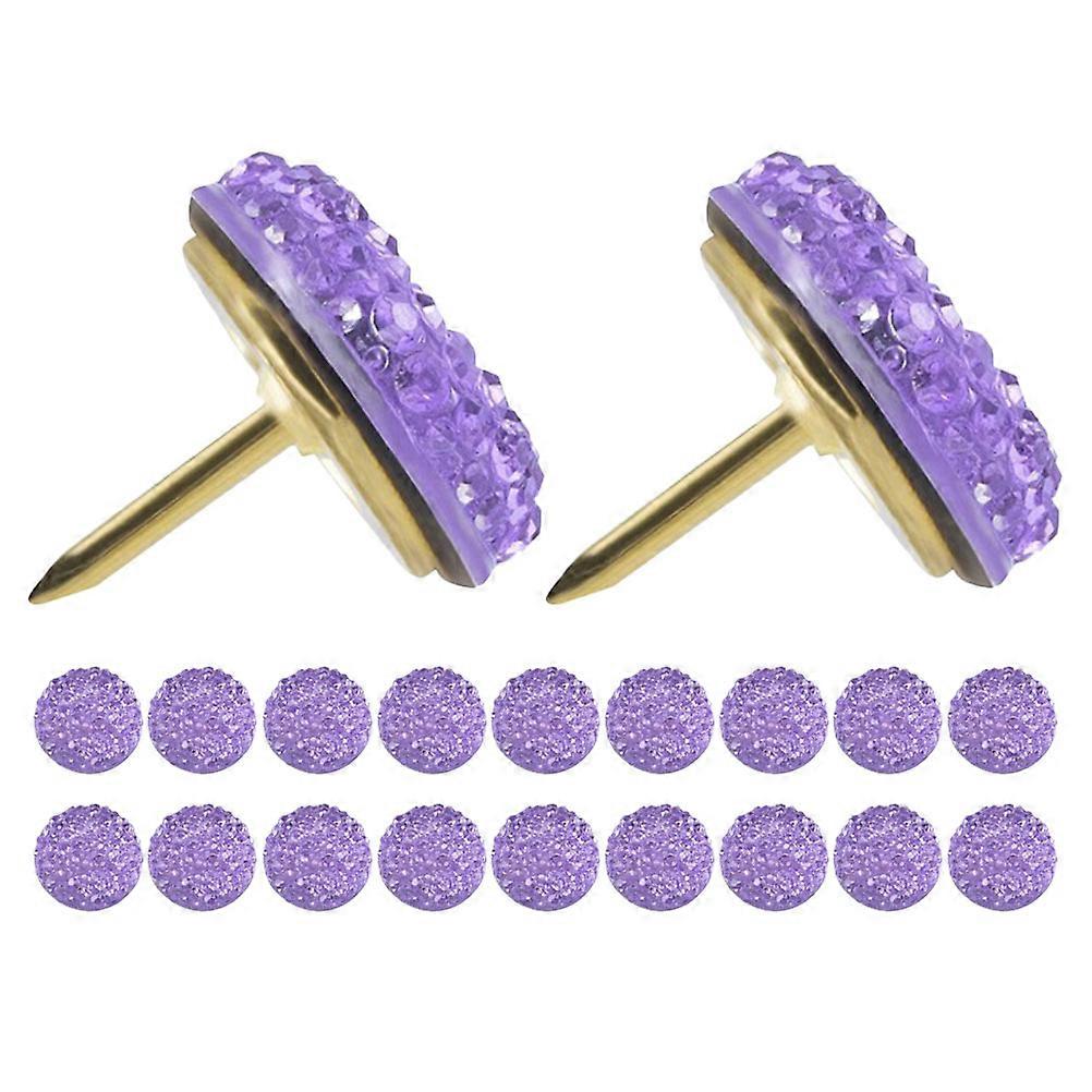 Shiny Thumb Tacks 20pcs Decorative Round Push Pins for Cork Boards, Travel Maps, Office Crafts, and Bulletin Boards Purple