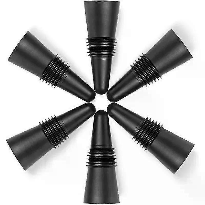 6PCS Black Silicone Wine Bottle Stopper with Threaded Seal Ring and StainlessTop Suitable Fit For Wine Bottles