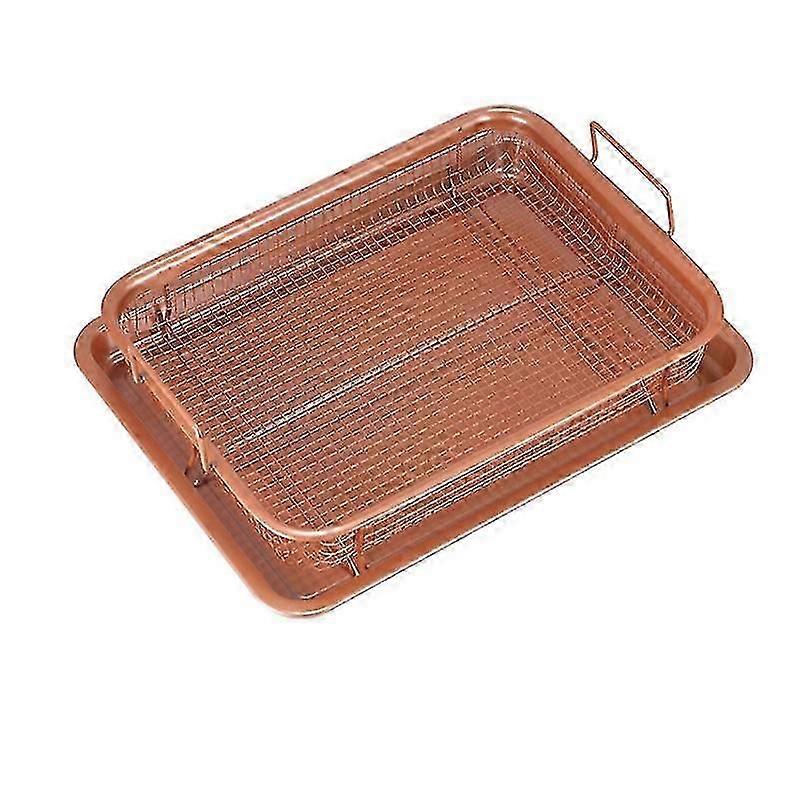 Oven Pan Non-Stick Pan with Crispy Copper Basket Square Frying Basket Frying Drainer Kitchen Tools