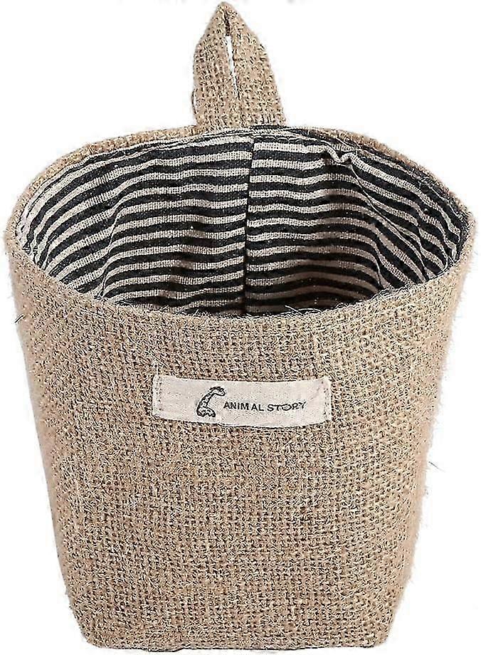 Cotton Linen Foldable Laundry Hamper Blue Stripe